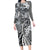 Aloha Vintage Plumeria Hawaiian Tapa Pattern Long Sleeve Bodycon Dress Gray Hawaiian Tapa Pattern - Polynesian Pride