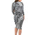 Aloha Vintage Plumeria Hawaiian Tapa Pattern Long Sleeve Bodycon Dress Gray Hawaiian Tapa Pattern - Polynesian Pride