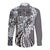 Aloha Vintage Plumeria Hawaiian Tapa Pattern Long Sleeve Button Shirt Gray Hawaiian Tapa Pattern - Polynesian Pride