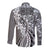 Aloha Vintage Plumeria Hawaiian Tapa Pattern Long Sleeve Button Shirt Gray Hawaiian Tapa Pattern - Polynesian Pride