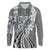 Aloha Vintage Plumeria Hawaiian Tapa Pattern Long Sleeve Polo Shirt Gray Hawaiian Tapa Pattern - Polynesian Pride