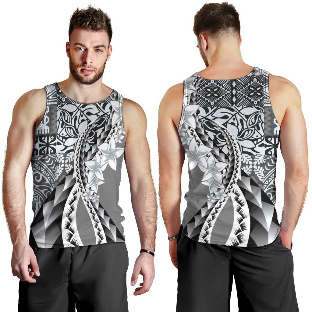 Aloha Vintage Plumeria Hawaiian Tapa Pattern Men Tank Top Gray Hawaiian Tapa Pattern - Polynesian Pride