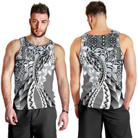 Aloha Vintage Plumeria Hawaiian Tapa Pattern Men Tank Top Gray Hawaiian Tapa Pattern - Polynesian Pride