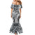 Aloha Vintage Plumeria Hawaiian Tapa Pattern Mermaid Dress Gray Hawaiian Tapa Pattern - Polynesian Pride