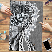 Aloha Vintage Plumeria Hawaiian Tapa Pattern Puzzle Gray Hawaiian Tapa Pattern - Polynesian Pride