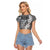 Aloha Vintage Plumeria Hawaiian Tapa Pattern Raglan Cropped T Shirt Gray Hawaiian Tapa Pattern - Polynesian Pride