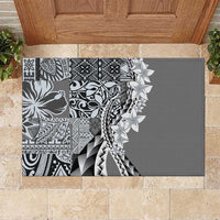 Aloha Vintage Plumeria Hawaiian Tapa Pattern Rubber Doormat Gray Hawaiian Tapa Pattern - Polynesian Pride