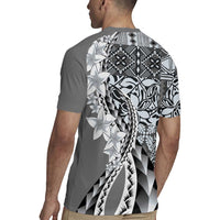 Aloha Vintage Plumeria Hawaiian Tapa Pattern Rugby Jersey Gray Hawaiian Tapa Pattern - Polynesian Pride