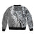 Aloha Vintage Plumeria Hawaiian Tapa Pattern Sleeve Zip Bomber Jacket Gray Hawaiian Tapa Pattern - Polynesian Pride