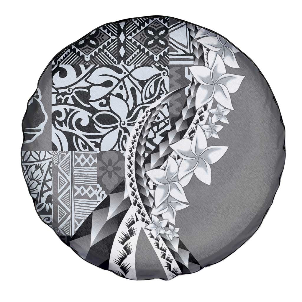 Aloha Vintage Plumeria Hawaiian Tapa Pattern Spare Tire Cover Gray Hawaiian Tapa Pattern - Polynesian Pride