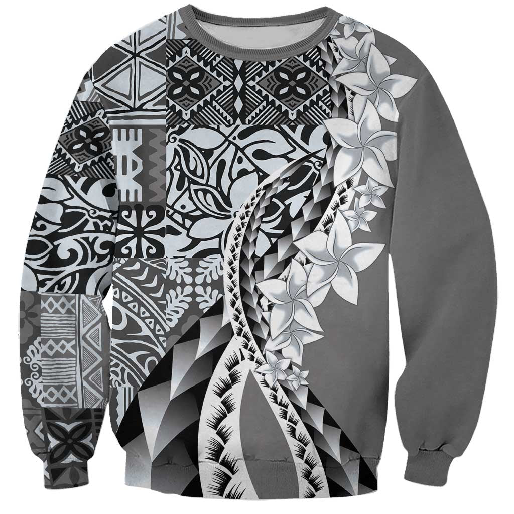 Aloha Vintage Plumeria Hawaiian Tapa Pattern Sweatshirt Gray Hawaiian Tapa Pattern - Polynesian Pride