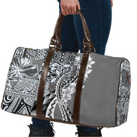 Aloha Vintage Plumeria Hawaiian Tapa Pattern Travel Bag Gray Hawaiian Tapa Pattern - Polynesian Pride