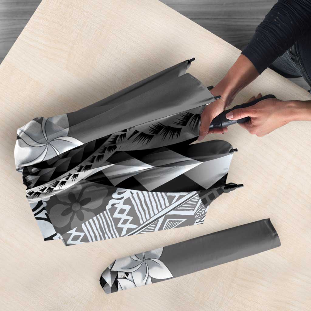 Aloha Vintage Plumeria Hawaiian Tapa Pattern Umbrella Gray Hawaiian Tapa Pattern - Polynesian Pride