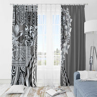 Aloha Vintage Plumeria Hawaiian Tapa Pattern Window Curtain Gray Hawaiian Tapa Pattern - Polynesian Pride