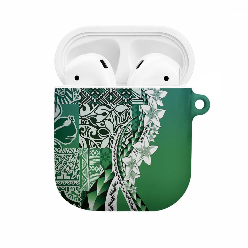 Aloha Vintage Plumeria Hawaiian Tapa Pattern AirPods Case Green Hawaiian Tapa Pattern - Polynesian Pride