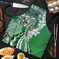 Aloha Vintage Plumeria Hawaiian Tapa Pattern Apron Green Hawaiian Tapa Pattern - Polynesian Pride