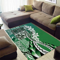 Aloha Vintage Plumeria Hawaiian Tapa Pattern Area Rug Green Hawaiian Tapa Pattern - Polynesian Pride