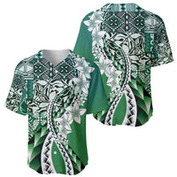 Aloha Vintage Plumeria Hawaiian Tapa Pattern Baseball Jersey Green Hawaiian Tapa Pattern - Polynesian Pride