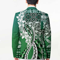 Aloha Vintage Plumeria Hawaiian Tapa Pattern Blazer Green Hawaiian Tapa Pattern - Polynesian Pride