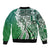 Aloha Vintage Plumeria Hawaiian Tapa Pattern Bomber Jacket Green Hawaiian Tapa Pattern - Polynesian Pride