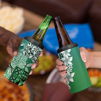 Aloha Vintage Plumeria Hawaiian Tapa Pattern 4 in 1 Can Cooler Tumbler Green Hawaiian Tapa Pattern - Polynesian Pride