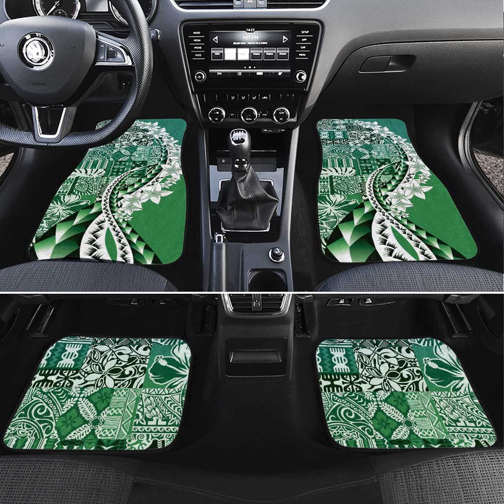 Aloha Vintage Plumeria Hawaiian Tapa Pattern Car Mats Green Hawaiian Tapa Pattern - Polynesian Pride