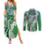 Aloha Vintage Plumeria Hawaiian Tapa Pattern Couples Matching Summer Maxi Dress and Long Sleeve Button Shirt Green Hawaiian Tapa Pattern - Polynesian Pride