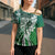 Aloha Vintage Plumeria Hawaiian Tapa Pattern Cross Shoulder Shirt Green Hawaiian Tapa Pattern - Polynesian Pride