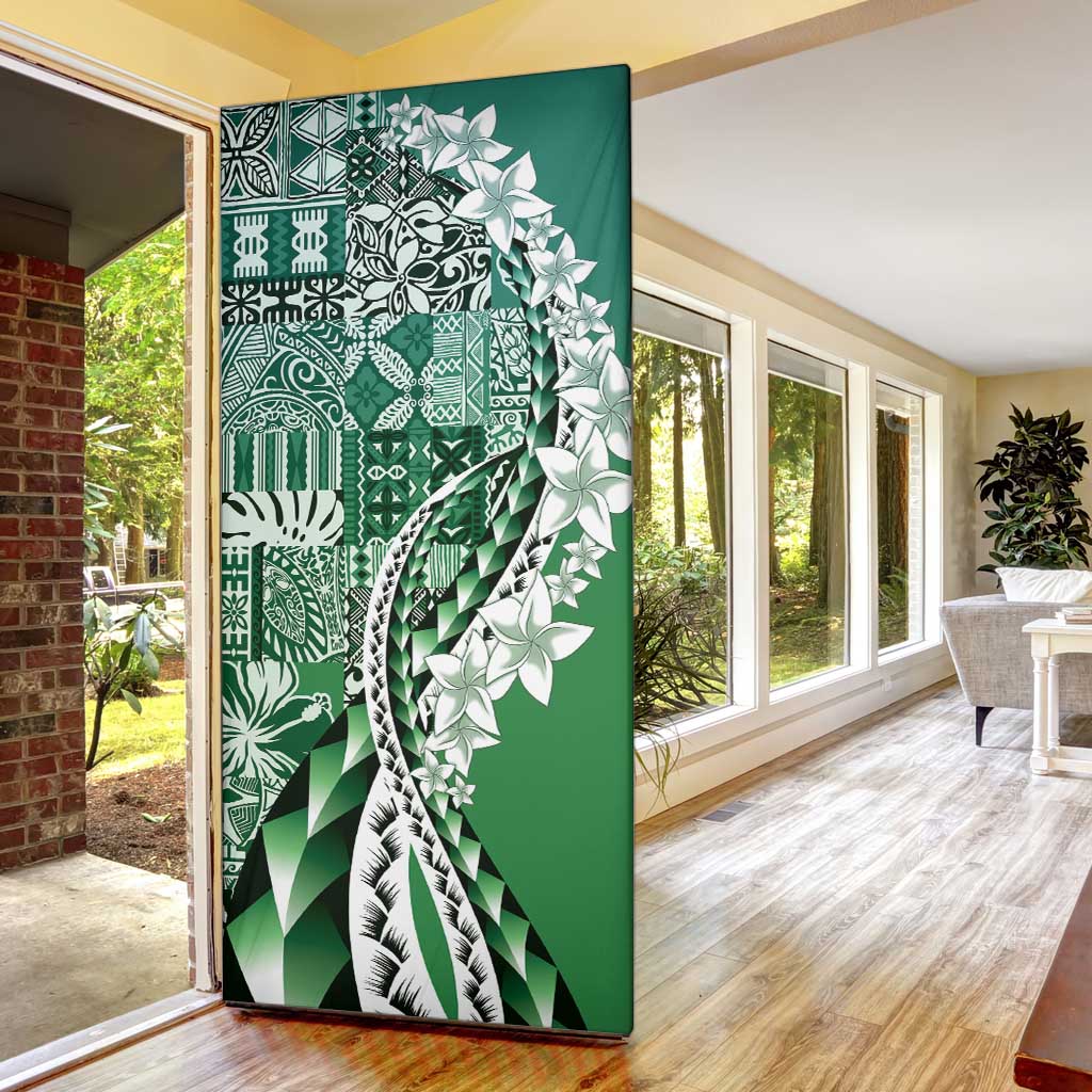 Aloha Vintage Plumeria Hawaiian Tapa Pattern Door Cover Green Hawaiian Tapa Pattern - Polynesian Pride