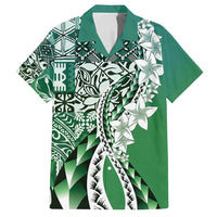 Aloha Vintage Plumeria Hawaiian Tapa Pattern Family Matching Tank Maxi Dress and Hawaiian Shirt Green Hawaiian Tapa Pattern - Polynesian Pride