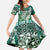 Aloha Vintage Plumeria Hawaiian Tapa Pattern Kid Short Sleeve Dress Green Hawaiian Tapa Pattern - Polynesian Pride