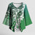 Aloha Vintage Plumeria Hawaiian Tapa Pattern Kimono Sleeve Blouse Green Hawaiian Tapa Pattern - Polynesian Pride