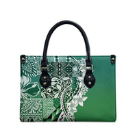 Aloha Vintage Plumeria Hawaiian Tapa Pattern Leather Bag Green Hawaiian Tapa Pattern - Polynesian Pride
