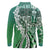 Aloha Vintage Plumeria Hawaiian Tapa Pattern Long Sleeve Polo Shirt Green Hawaiian Tapa Pattern - Polynesian Pride