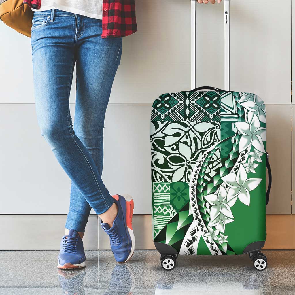 Aloha Vintage Plumeria Hawaiian Tapa Pattern Luggage Cover Green Hawaiian Tapa Pattern - Polynesian Pride