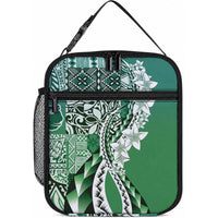 Aloha Vintage Plumeria Hawaiian Tapa Pattern Lunch Bag Green Hawaiian Tapa Pattern LT9 10.2 × 8.3 × 4.3 inch Green - Polynesian Pride