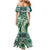Aloha Vintage Plumeria Hawaiian Tapa Pattern Mermaid Dress Green Hawaiian Tapa Pattern - Polynesian Pride