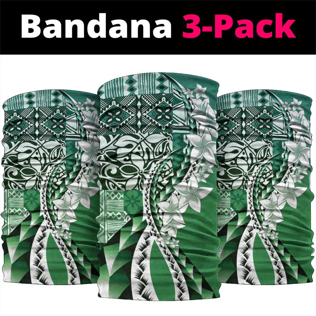 Aloha Vintage Plumeria Hawaiian Tapa Pattern Neck Gaiter Green Hawaiian Tapa Pattern - Polynesian Pride