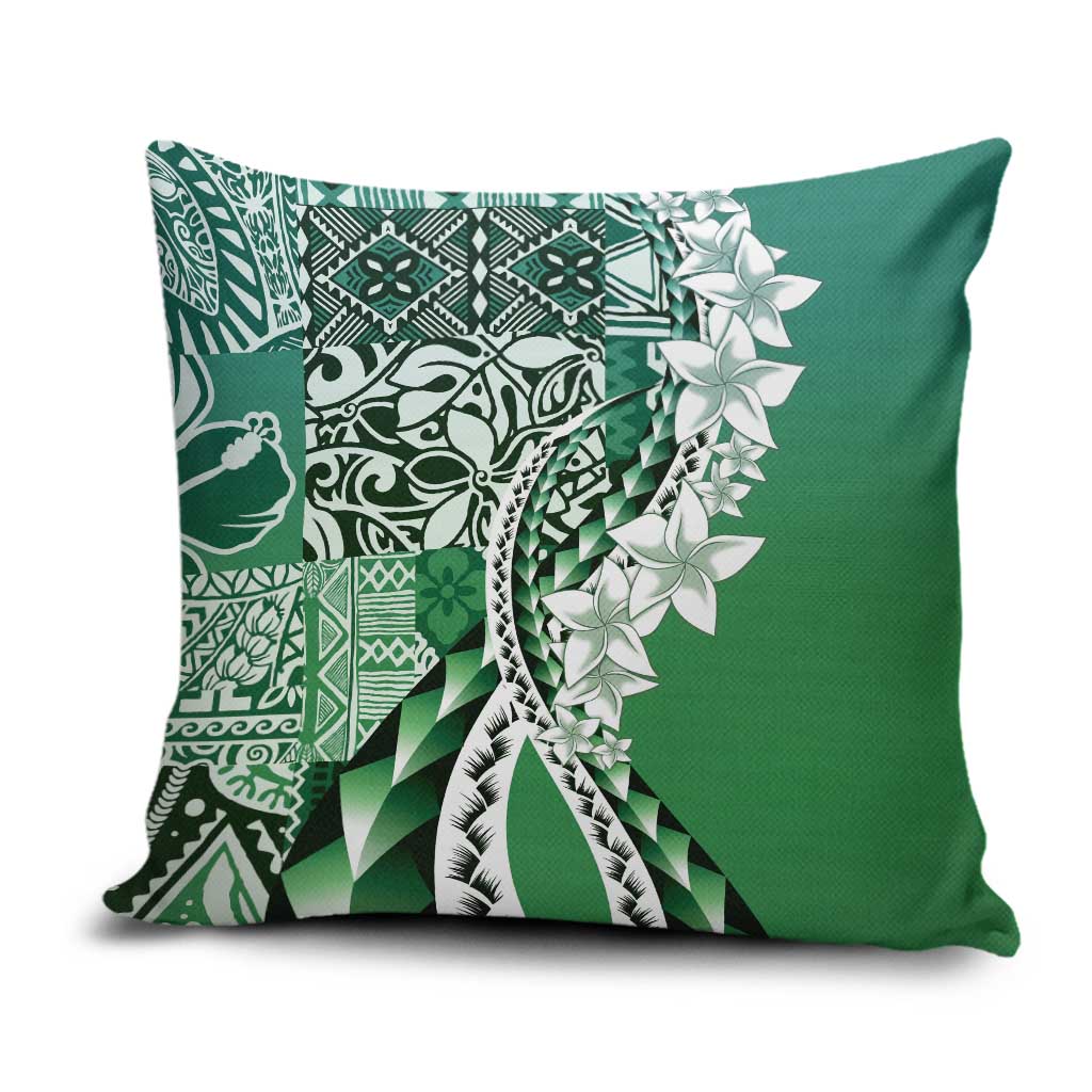 Aloha Vintage Plumeria Hawaiian Tapa Pattern Pillow Cover Green Hawaiian Tapa Pattern - Polynesian Pride
