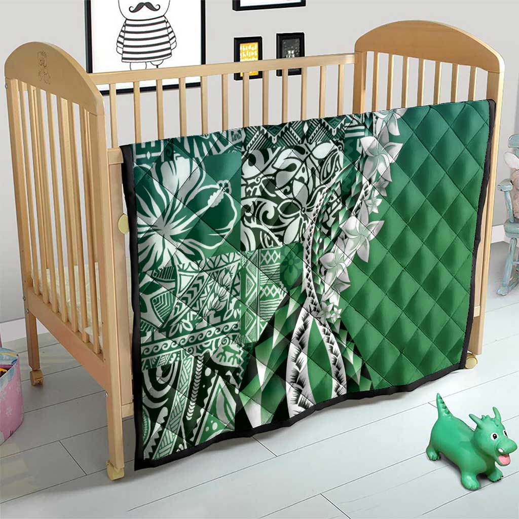 Aloha Vintage Plumeria Hawaiian Tapa Pattern Quilt Green Hawaiian Tapa Pattern - Polynesian Pride