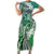 Aloha Vintage Plumeria Hawaiian Tapa Pattern Short Sleeve Bodycon Dress Green Hawaiian Tapa Pattern - Polynesian Pride