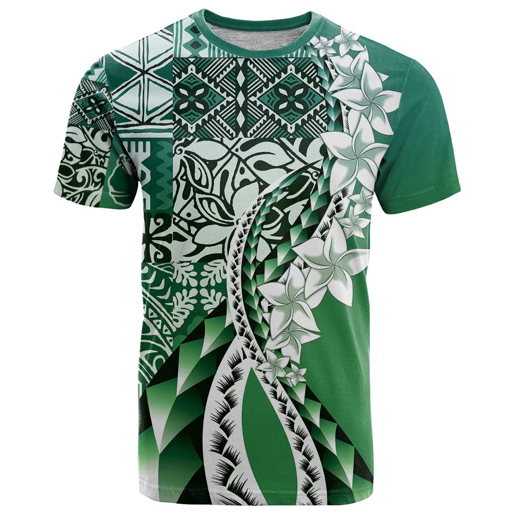 Aloha Vintage Plumeria Hawaiian Tapa Pattern T Shirt Green Hawaiian Tapa Pattern - Polynesian Pride