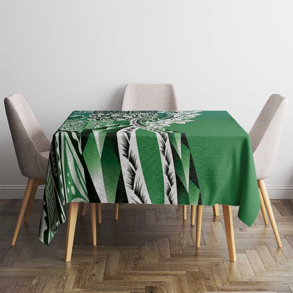 Aloha Vintage Plumeria Hawaiian Tapa Pattern Tablecloth Green Hawaiian Tapa Pattern - Polynesian Pride