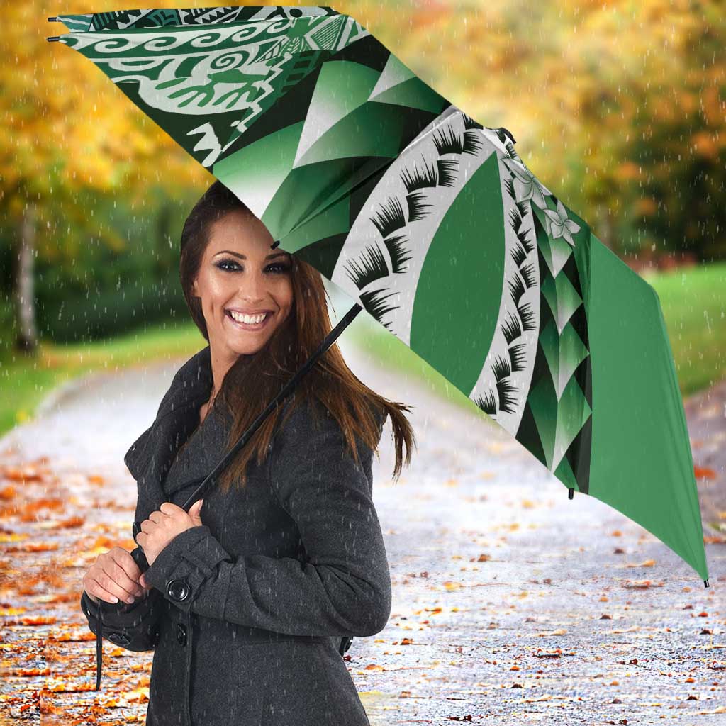 Aloha Vintage Plumeria Hawaiian Tapa Pattern Umbrella Green Hawaiian Tapa Pattern - Polynesian Pride