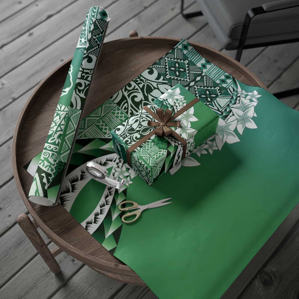 Aloha Vintage Plumeria Hawaiian Tapa Pattern Wrapping Paper Green Hawaiian Tapa Pattern - Polynesian Pride