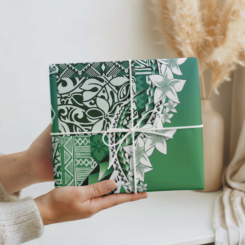 Aloha Vintage Plumeria Hawaiian Tapa Pattern Wrapping Paper Green Hawaiian Tapa Pattern - Polynesian Pride