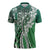 Aloha Vintage Plumeria Hawaiian Tapa Pattern Zipper Polo Shirt Green Hawaiian Tapa Pattern - Polynesian Pride