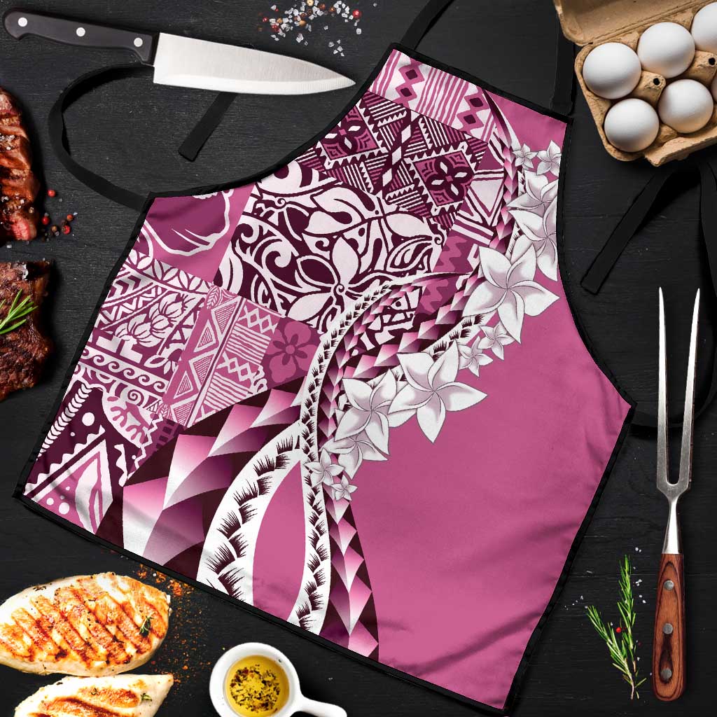 Aloha Vintage Plumeria Hawaiian Tapa Pattern Apron Pink Hawaiian Tapa Pattern - Polynesian Pride