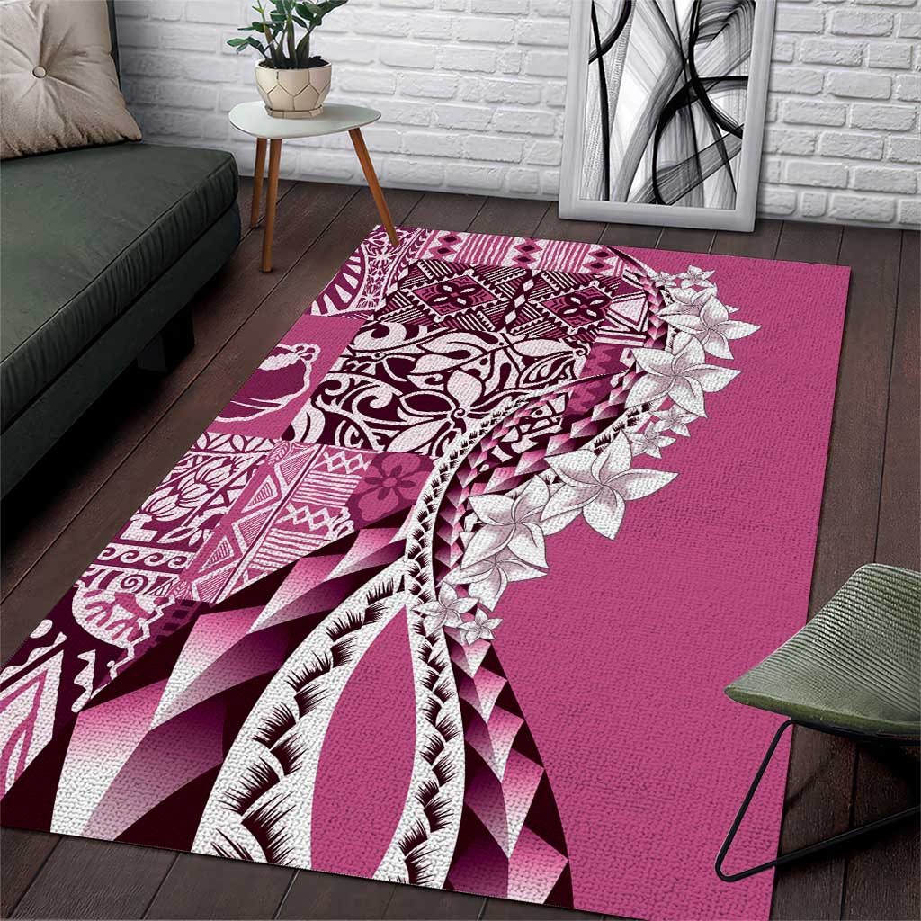 Aloha Vintage Plumeria Hawaiian Tapa Pattern Area Rug Pink Hawaiian Tapa Pattern - Polynesian Pride