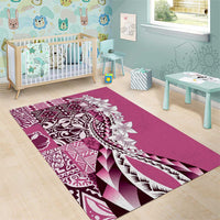 Aloha Vintage Plumeria Hawaiian Tapa Pattern Area Rug Pink Hawaiian Tapa Pattern - Polynesian Pride